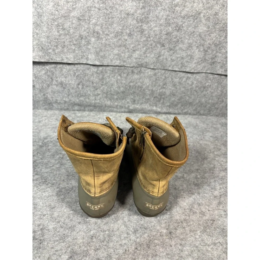 Sperry Top-Sider Women's Waterproof Rubber Boot Tan Suede Lace Up‎ Zip Size 7 M